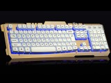 [土豪金]LX-100 狼蝎合金氧化拉丝面板/悬浮键帽/缝隙三色发光/底部铁板游戏键盘[USB]