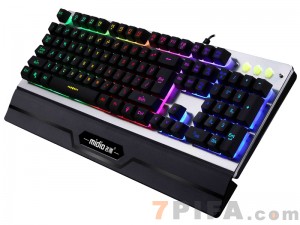 [黑色]RX-6 名雕刀锋战士双色注塑悬浮键帽/航空铝材/彩虹发光/循环呼吸游戏键盘[USB]