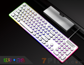 [朋克金属白]K19 蝰蛇复古圆键朋克机械手感金属竞技游戏键盘