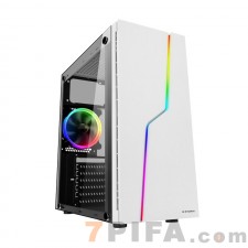 白色游戏风暴雷霆T5台式机玻璃全侧透ATX游戏机箱家用时尚RGB大机