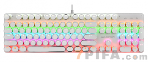 冰甲BT-K9白色真机械炫彩跑马灯游戏键盘USB键盘