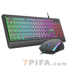 飞利浦SPT8294机械手感电竞游戏发光鼠标键盘套装批发键鼠套装
